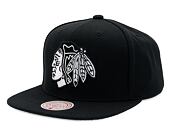 Kappe Mitchell & Ness - Evergreen Black White Snapback - Chicago Blackhawks - Black