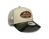 Kappe New Era - Western Oval Patch Foam 9FORTY Trucker - Stone / Woodland Camo