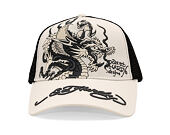 Kappe Ed Hardy - Mono Giant Dragon Twill Front Mesh Trucker - White/Black