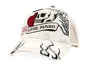 Kappe Ed Hardy - Unisex Live Fast Love Hard 5 Panel Trucker Cap - White
