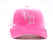 Damen Kappe Von Dutch - Baseball - Velvet Rhinestone Logo - White / Pink