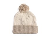 Damen Mütze New Era - Medium Knit Block Pom Beanie - Beige
