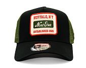 Kappe New Era - Buffalo Patch 9FORTY Trucker - Black / New Olive