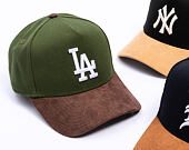 Kappe New Era - MLB Suede Visor 9FORTY A-Frame - LA Dodgers - Rifle Green / Brown