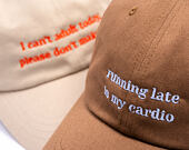 Kappe 8by8 - Dadcap - "running late is my cardio" - Brown/Sky Blue