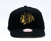 Kappe Mitchell & Ness - NHL Black And Gold Pro Snapback - Chicago Blackhawks - Black