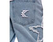 Hose Karl Kani OG Baggy Five Pocket Paintsplatter Denim Bleached blue/white