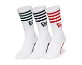 Socken New Era - Stripe Crew Socks 3pk - White
