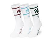 Socken New Era - MLB Crew Socks 3pk - NY Yankees - White