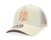 Kappe New Era - MLB Outline 9FORTY A-Frame Trucker - NY Yankees - Cream / Orange