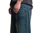 Hose Ed Hardy - Mens Fireball Dragon Dirty Wash Xxtra Denim Trousers Jeans - Green Tint
