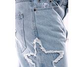 Hose Karl Kani OG Baggy Five Pocket Paintsplatter Denim Bleached blue/white