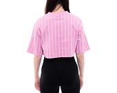 Damen T-Shirt New Era Pinstripe Crop Tee - Fondant Pink / Off White