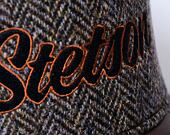 Schirmmütze Stetson Trucker Cap Lamb Nappa Harris Tweed Braun Messing