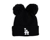 Damen Mütze New Era - Medium Knit Double Pom Beanie - LA Dodgers - Black / White
