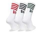 Socken New Era - Stripe Crew Socks 3pk - White