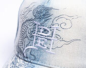 Kappe Ed Hardy - Crawling Dragon Wash Denim 5 Panel Cap - Bleach