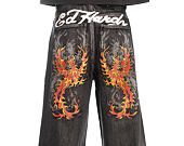 Hose Ed Hardy - Embroidered Angel Xxtra Fit Jeans - Distressed Black Wash