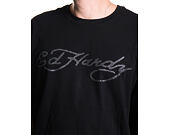 T-Shirt Ed Hardy - Mens Skull Flame Diamante Relaxed Tshirt - Black