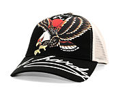Kappe Ed Hardy - Unisex Soaring Eagle Ed Hardy Script 5 Panel Cap - Black/Blue Wash