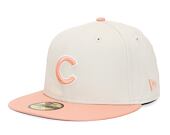 Kappe New Era 59FIFTY MLB White Crown Chicago Cubs Cooperstown Off White / Peach