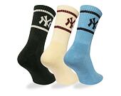 Socken New Era - MLB Crew Socks 3pk - NY Yankees - Green / Cream / Blue