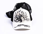 Kappe Ed Hardy - Mono Giant Dragon Twill Front Mesh Trucker - White/Black