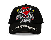 Kappe Ed Hardy - Love-Slowly Twill Front Mesh Trucker - Black