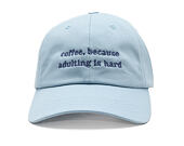 Kappe 8by8 - Dadcap - "coffee, because adulting is hard" - Light Blue/Purple