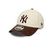 Kappe New Era - MLB Cord 9FORTY M-CROWN - NY Yankees - Cream / Deep Auburn