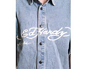 Hemd Ed Hardy - Mens Eagle And Stars Relaxed Denim Shirt - Bleach