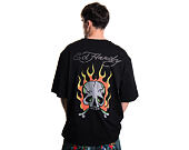 T-Shirt Ed Hardy - Mens Skull Flame Diamante Relaxed Tshirt - Black