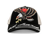 Kappe Ed Hardy - Unisex Soaring Eagle Ed Hardy Script 5 Panel Cap - Black/Blue Wash