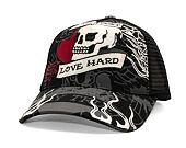 Kappe Ed Hardy - Unisex Live Fast Love Hard 5 Panel Trucker Cap - Black