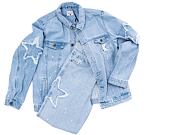 Jacke Karl Kani OG Paintsplatter Denim Trucker Jacket Bleached blue/white