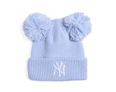 Damen Mütze New Era - Medium Knit Double Pom Beanie - NY Yankees - Pastel Blue / White