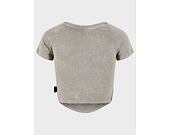 Damen T-Shirt Karl Kani - Woven Signature Washed Gathering Crop Tee - light grey