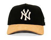 Kappe New Era - MLB Suede Visor 9FORTY A-Frame - NY Yankees - Black / Camel