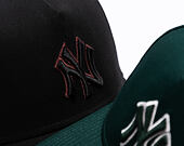 Kappe New Era - MLB Team Outline 9FORTY A-Frame - NY Yankees - Black / Burgundy