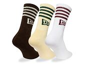 Socken New Era - Stripe Crew Socks 3pk - Brown / Cream / White