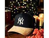 Kappe New Era - MLB Suede Visor 9FORTY A-Frame - NY Yankees - Black / Camel