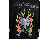 T-Shirt Ed Hardy - Mens Skull Flame Diamante Relaxed Tshirt - Black