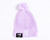 Damen Mütze New Era MLB Womens Cosy Pom Beanie - NY Yankees - Digital Lavender / White