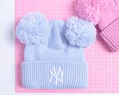 Damen Mütze New Era - Medium Knit Double Pom Beanie - NY Yankees - Pastel Blue / White
