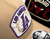 Kappe New Era - NBA Felt Patch 9FORTY M-CROWN A-Frame Trucker - LA Lakers - Camel