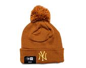 Damen Mütze New Era MLB Womens Metallic Pom Beanie - NY Yankees - Toasted Peanut / Metallic Gold
