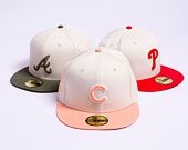 Kappe New Era 59FIFTY MLB White Crown Chicago Cubs Cooperstown Off White / Peach