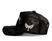 Kappe Reflection Luxury Fuzzy Trucker - Satin Black / White