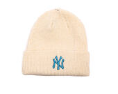 Damen Mütze New Era - MLB Wide Cuff Beanie - NY Yankees - Cream / Blue