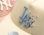 Damen Kappe New Era - MLB Floral 9FORTY A-Frame Trucker - LA Dodgers - Cream / Sky Blue